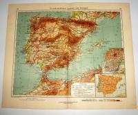 Карта Испании и Португалии 1934 Минерва Атлас