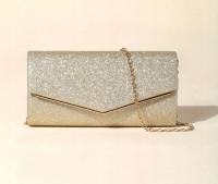 TOREBKA DAMSKA KOPERTÓWKA WIZYTOWA WIECZOROWA NA RAMIĘ DAMSKA ZŁOTA BROKAT