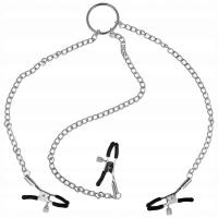 Metalowy Łańcuszek BDSM Z Klipsami Na Sutki I Łechtaczkę Regulowane Zaciski