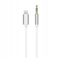 Adapter HF/audio do iPhone Lightning 8-pin do Jack 3,5mm biały kabel (męski