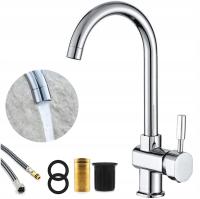 Wysoka stojąca bateria kuchenna chromowana zlewozmywakowa obrotowa 360°