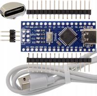 NANO 3.0 ATMEGA328 CH340 Kompatybilny z Arduino USB-C Niezlutowany + Kabel ACS USB - USB typ C 1 m biały