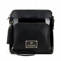 MONNARI черная вместительная сумка-мессенджер на длинном ацтекском поясе лак