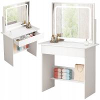 TOALETKA KOSMETYCZNA MAKIJAŻU WIZAŻU Z LUSTREM LED NOWOCZESNA GLAMOUR 90CM