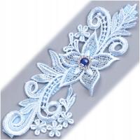 Свадебная подвязка синий синий белый / вуаль