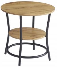 STOLIK KAWOWY OKRĄGŁY Z PÓŁKĄ LOFT INDUSTRIALNY DĄB fi 56 cm