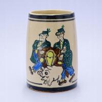 PIĘKNY STARY MALOWANY KUFEL KUBEK PIWOSZE I ŚWINIA