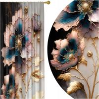 GOTOWE ZASŁONY NA ŻABKI TAŚMIE 140X250 ZASŁONA KWIATY 180 SKRÓCENIE GRATIS