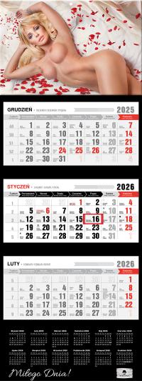 KALENDARZ 2026 TRÓJDZIELNY SEXOWNA HOT GIRLS NAGA DZIEWCZYNA DUŻE CYCKI