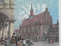 1836 oryginał MALBORK MARIENBURG PRUSY Pomorze RYNEK ratusz KRZYŻACY