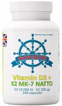 Navigator Witamina D3 10000 IU K2 MK-7 Natto 200 mcg - 240 kapsułek