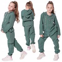 Dres Dziecięcy Dziewczynki spodnie bluza bawełna SZMARAGDOWY