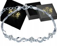 Bransoletka Srebrna Damska Srebro 925 Nieskończoność Cyrkonie na Prezent