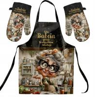 ZESTAW FARTUCH KUCHENNY RĘKAWICE KUCHENNE NA DZIEŃ BABCI PREZENT