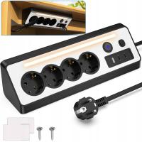 LISTWA ZASILAJĄCA NA BIURKO,LISTWA ZASILAJĄCA PRZECIWPRZEPIĘCIOWA,4 GNIAZDA