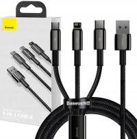 Zestaw kabli USB - USB typ C / microUSB / Lightning Baseus + ZESTAW NAKLEJEK BASEUS