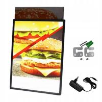 Ramka Plakatowa LED Podświetlana A3 Czarna + Zasilacz + Zestaw Montażowy