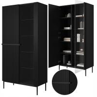 WITRYNA PRZESZKLONA REGAŁ ZAMYKANY szafka Nicole duży kredens Czarny mat