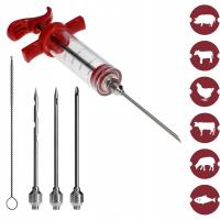 BROWIN NASTRZYKIWARKA SZPRYCA do MIĘS WĘDLIN RYB STRZYKAWKA + 3 IGŁY WYCIOR