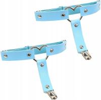 Punk Gothic Ring skórzane podwiązki w stylu rockowym niebieskie serca