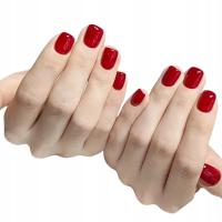 Накладные ногти типсы короткие квадратные красные самоклеющиеся 24 короткие