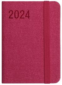 Календарь 2024 A7 карманный еженедельный с резинкой розовый