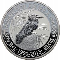 Australia, 30 dolarów 2015, Kookaburra, 1 kg srebra Ag999