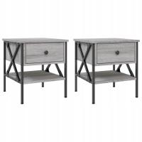 Stolik nocny industrialny szary dąb sonoma 40x42x45 cm