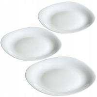 TALERZ OBIADOWY PŁYTKI 28 cm ZESTAW TALERZY 3 szt KOMPLET BIAŁY TALERZE