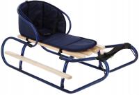 Sanki dziecięce z oparciem i materacykiem + podnóżki – kolor granat