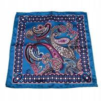 Jedwabna poszetka do garnituru niebieska paisley