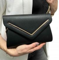 CZARNA torebka kopertówka wizytowa wesele komunia ślub NA ŁAŃCUSZKU