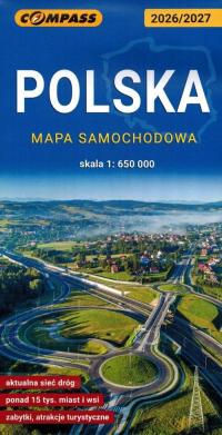 POLSKA 1:650 000 MAPA SAMOCHODOWA TURYSTYCZNA 2026/2027 COMPASS