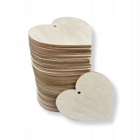 Serca drewniane do ozdabiania z dziurką 50 SZT 10cm SERCE ZESTAW