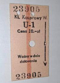BILET KARTONIKOWY PKL KOLEJE LINOWE PRL KASPROWY WIERCH