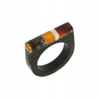 Pierścionek bursztyn czarny dąb prostokątny wszystkie rozmiary unisex