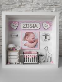 METRYCZKA 3D RAMKA NA ZDJĘCIE URODZINY PAMIĄTKA CHRZTU ŚWIĘTEGO PREZENT