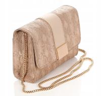 MONNARI Torebka wizytowa listonoszka kopertówka na łańcuszku Różowe Złoto