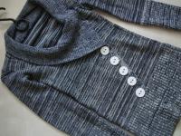 CIEPŁA czarno-szara tunika sweter melanż r.152