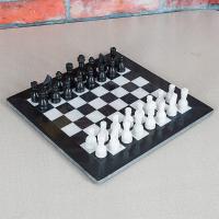 Мраморные шахматы-черный / белый, игровое поле 38 см