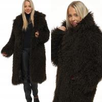PŁASZCZ DAMSKI ZIMOWY FUTRO ciepły gruby futerko lama brązowy czekoladowy