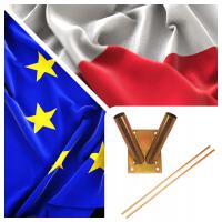 FLAGA POLSKI + UE uchwyt flagi ZESTAW maszt duży