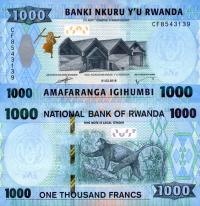 # RWANDA - 1000 FRANKÓW - 2019 - P-39 - UNC