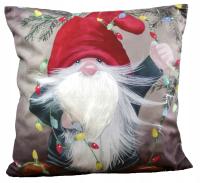 POSZEWKA Świąteczna 3D Welwetowe Poszewki Na Święta 40x40 SKRZAT Z LAMPKAMI