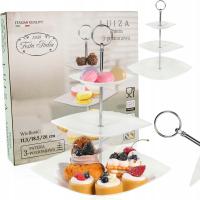 ДВУХЭТАЖНЫЙ БЕЛЫЙ СОВРЕМЕННЫЙ ФАРФОРОВЫЙ СТЕНД ДЛЯ ФРУКТОВОГО ТОРТА 3-Х УРОВНЕВЫЙ