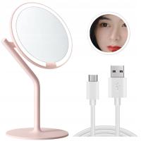 Зеркало для макияжа со светодиодной подсветкой Amiro розовый подарок