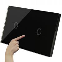 Выключатель Света Сенсорная Стеклянная Панель Черный Двойной 1 1