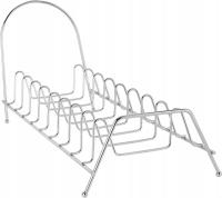 DUŻY STOJAK ORGANIZER UCHWYT NA DESKI POKRYWKI TALERZE METALOWY SREBRNY