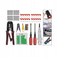 ZESTAW NARZĘDZI SIECIOWYCH DO WTYKÓW TESTER ZACISKARKA ŚCIĄGACZ ETUI