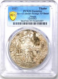 Święte Cesarstwo Rzymskie TALAR 1557 NEUSS - PCGS XF Detail BARDZO RZADKI